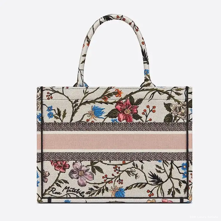 Cheap Canvas White Tote Motif Rosa Dior Book Mutabilis 0519 Luxury